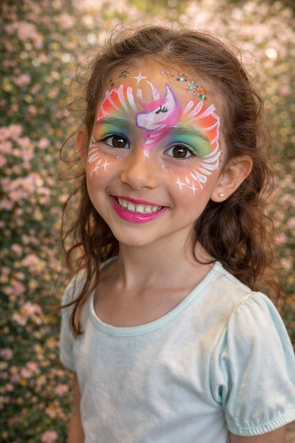 Unicorn rainbow face painting by OOOPSY Face Painting Team